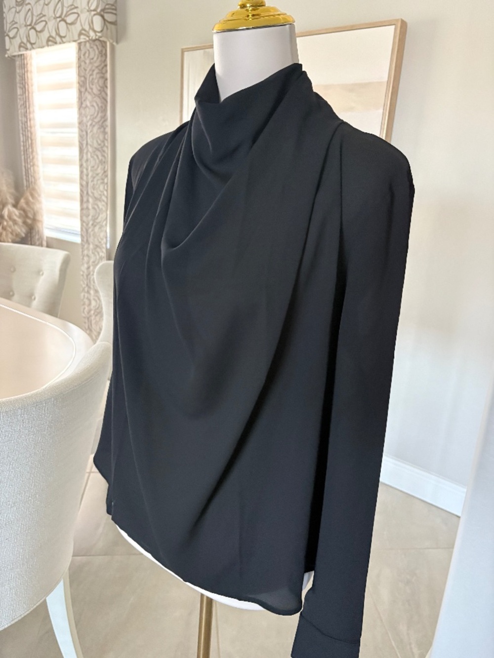 NWT Ann Taylor Long Sleeve Draped Neck Blouse